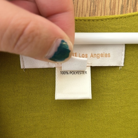 Monteau Los Angeles Chartreuse Lime Green Wrap Dress Size M - Picture 4 of 8